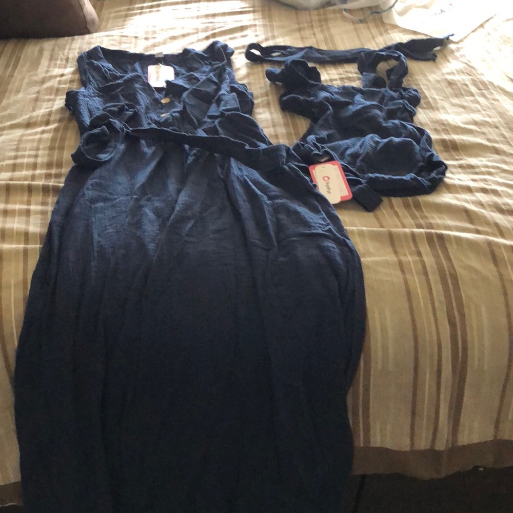 Mommy and Me Navy Cotton maxi dress.